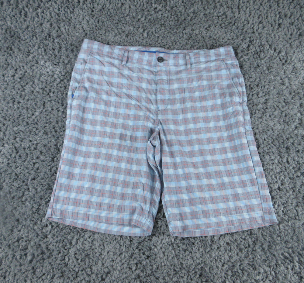 Tommy Bahama Shorts Mens 35 Blue Purple Plaid Linen Chino 38x10.5*